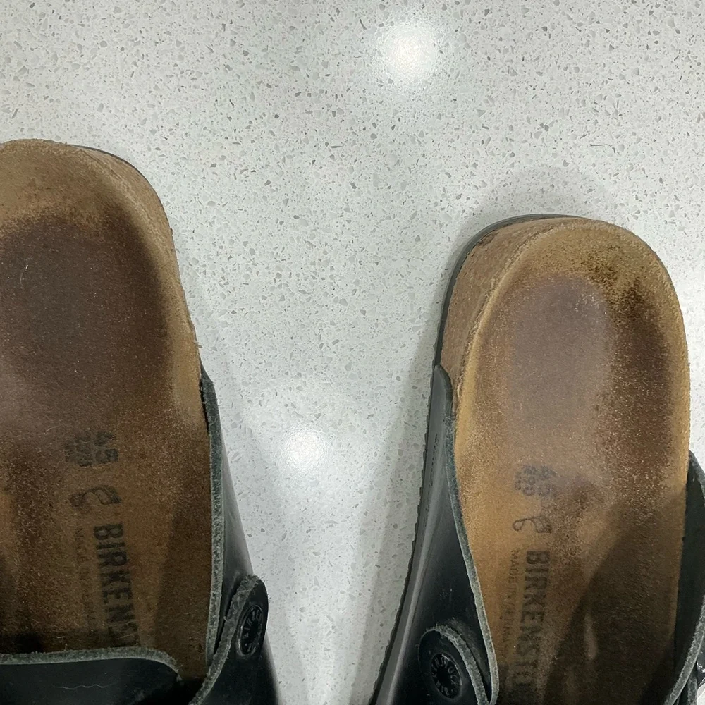 Birkenstock Black Leather Clogs